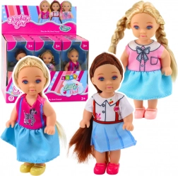 Mini panenka KAIBIBI s dlouhými vlasy, barevné šaty, 12 cm