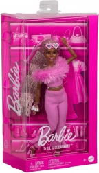 barbie deluxe style – růžový chlupatý komplet