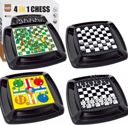 WOOPIE sada 4 v 1 stolní hry: Dáma, Šachy, Člověče, nezlob se, Hadi a žebříky