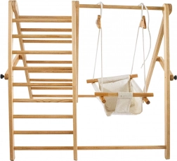 Dřevěný lezecký rám s houpačkou pro děti