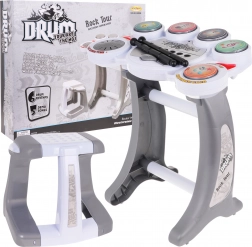 Elektronická dětská bicí souprava 6+ se stoličkou, 5 pady a 2 paličkami