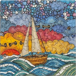 Čtvercové puzzle Q Silver: plachetnice 72 dílků