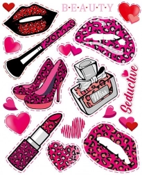 Velký list dětských nažehlovaček růžové barvy