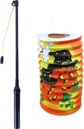 Halloweenský lampion 15 cm se svítící hůlkou 40 cm