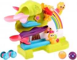 Interaktivní oboustranná dráha pro kuličky a autíčko 2v1 se zvuky