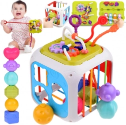 Vzdělávací aktivní kostka se sortérem tvarů a cimbálky