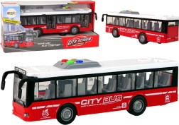 Autobus na baterie s třecím pohonem a světly a zvuky 1:16 – Červená