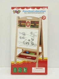 Dřevěná oboustranná dětská tabule s počítadlem a hodinami