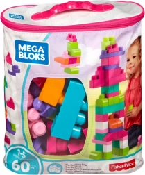 mega bloks velká taška s 60 velkými kostkami, růžová