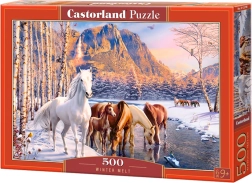 Puzzle CASTORLAND Winter Melt – koně, 500 dílků