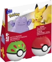 Mega pokémon poké ball pikachu a ditto – stavebnice 42 dílů
