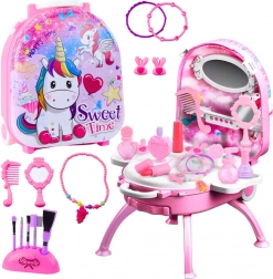 Dětská toaletka 2v1 v kufříku s doplňky UNICORN Sweet Time – růžová