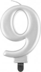 Stříbrná dortová svíčka číslo 9