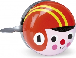 Retro zvonek na kolo červený s jezdcem