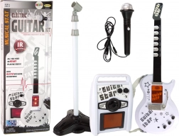 dětská elektrická kytara se stojanem na mikrofon a reproduktorem