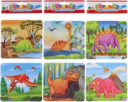 Puzzle a omalovánky 2v1 – dinosauři, 2×16 dílků, 3 varianty