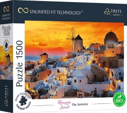 Puzzle TREFL UFT romantický západ slunce: Oia, Santorini 1500 dílků