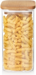 Skleněná dóza na sypké potraviny s bambusovým víčkem a těsněním 1,5 l