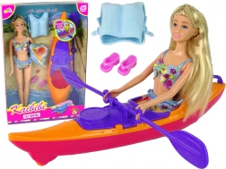 Zestaw panenka a oranžový kajak s příslušenstvím