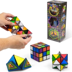 Sada hlavolamů 3 v 1 – kostka 3x3, hvězdné nekonečno a šestiúhelníkový puzzle