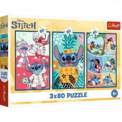 Puzzle Lilo & Stitch: Tři Puzzle v Jednom - Stitch 3x80 Dílky