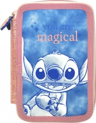 Dvoupřihrádkový penál Stitch s vybavením