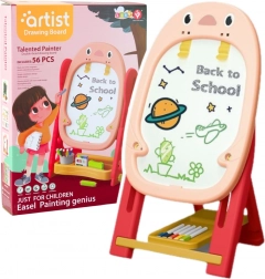 Oboustranná magnetická tabule s hrami pro děti růžová