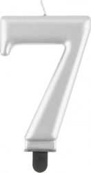 Dortová svíčka stříbrná číslo 7, 8 cm