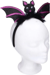 Karnevalový set – čelenka s ozdobou netopýra, fialová
