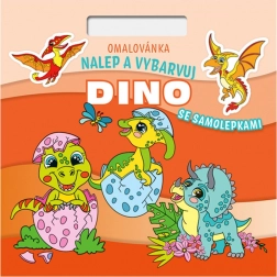 omalovánka štvorec nalepuj a vybarvuj dino