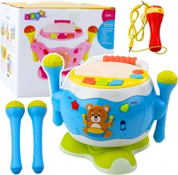 Interaktivní hudební bubínek pro děti se světly a zvuky modrý