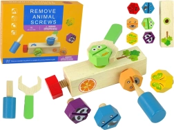 Dřevěná sada na šroubování se zvířátky
