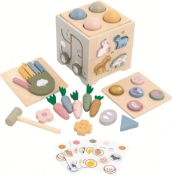 Multifunkční dřevěná motorická kostka farma 2Kids Toys