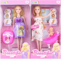 Těhotná panenka s miminkem a doplňky