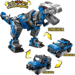 Qman Neomezené nápady 3v1 mechanická technologie – robotický dinosaurus a terénní auta