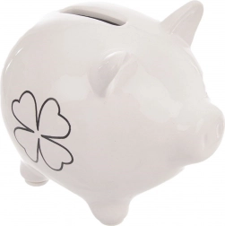 Keramická prasátková pokladnička s jetelovým motivem 10 cm