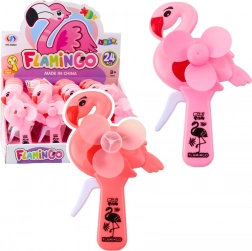 Ruční větráček flamingo – růžový