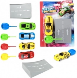 Vystřelovací auto s rampou, plastové 9 cm, 4 barvy