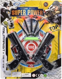 Dětská pistole s terčem – sada se dvěma pistolemi a přísavkovými náboji