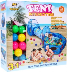 Dětské hřiště 3 v 1: pop-up stan s tunelem, suchý bazének a míčky s košem