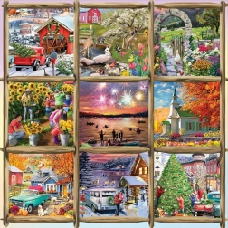 Čtvercové puzzle Koláž Jaro, Léto, Podzim, Zima 1000 dílků