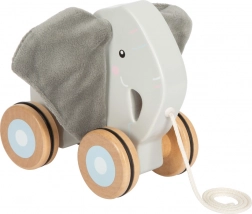 Dřevěná tahací hračka Slon se šustivými oušky