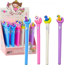 Svítící propiska Jednorožec na měsíci s modrým inkoustem 0.7 mm