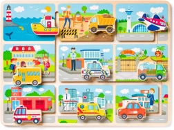 Dřevěná skládačka s tématem dopravy