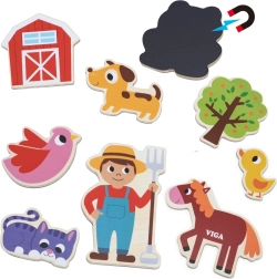 VIGA magnetičtí farmářští přátelé – sada 20 dřevěných magnetů