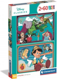 Puzzle Disney klasické pohádky 2×60 dílků CLEMENTONI