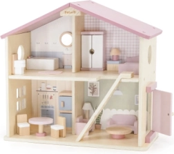 Viga PolarB velký dřevěný domeček pro panenky, 17 dílů