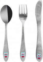 Dětský nerezový příbor s motivem sovy, 3 ks