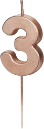 Svíčka ve tvaru čísla rose gold č. 3