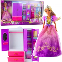 Panenka ANLILY se šatní skříní a doplňky, 24 dílů